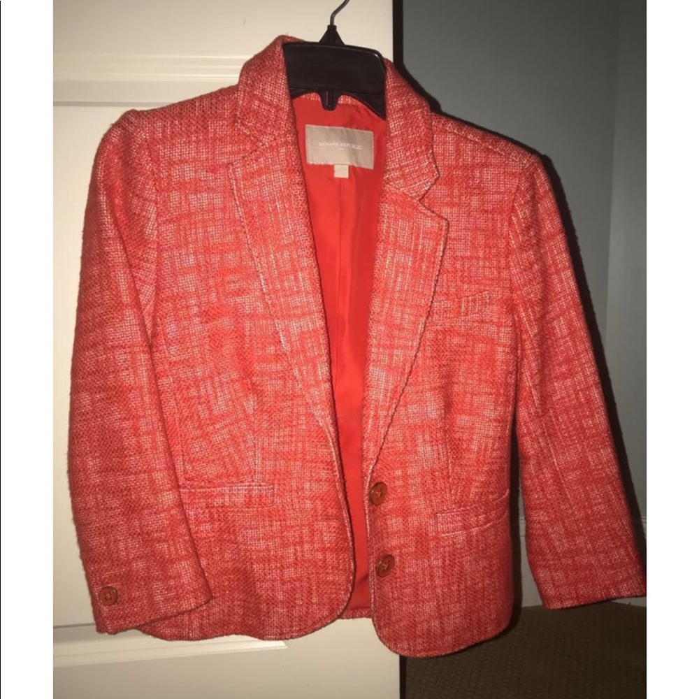 Banana Republic Orange Tweed Blazer